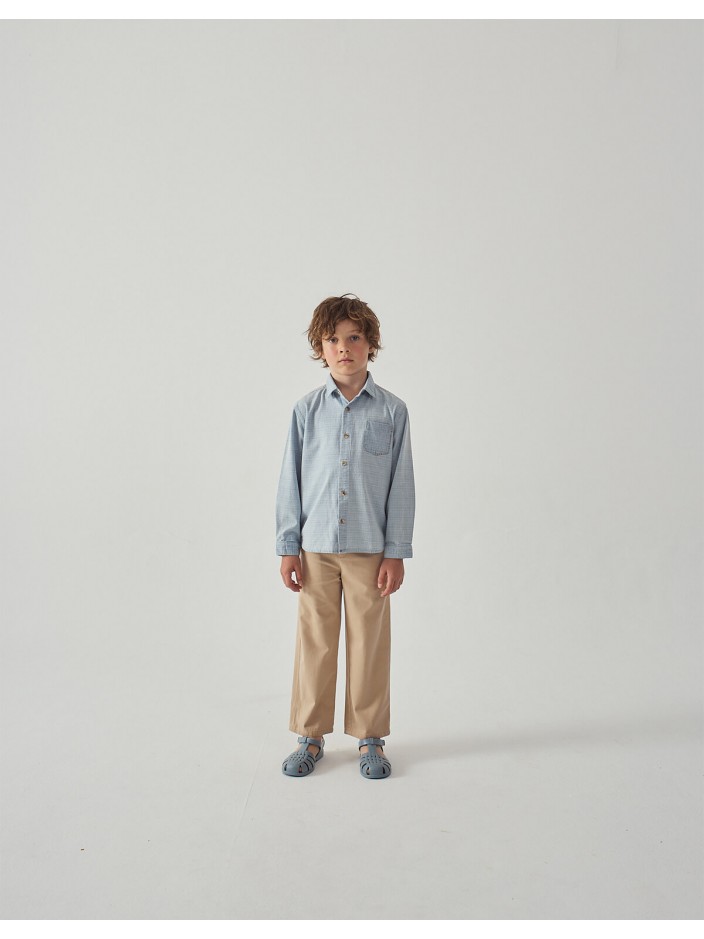 Edward Regular Straight Twill Pants with Striped Canvas Belt