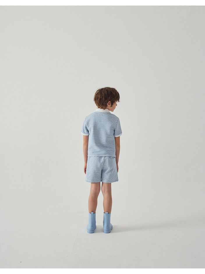 Husker Striped Textured Terry Polo Shirt