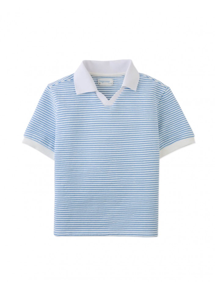 Husker Striped Textured Terry Polo Shirt