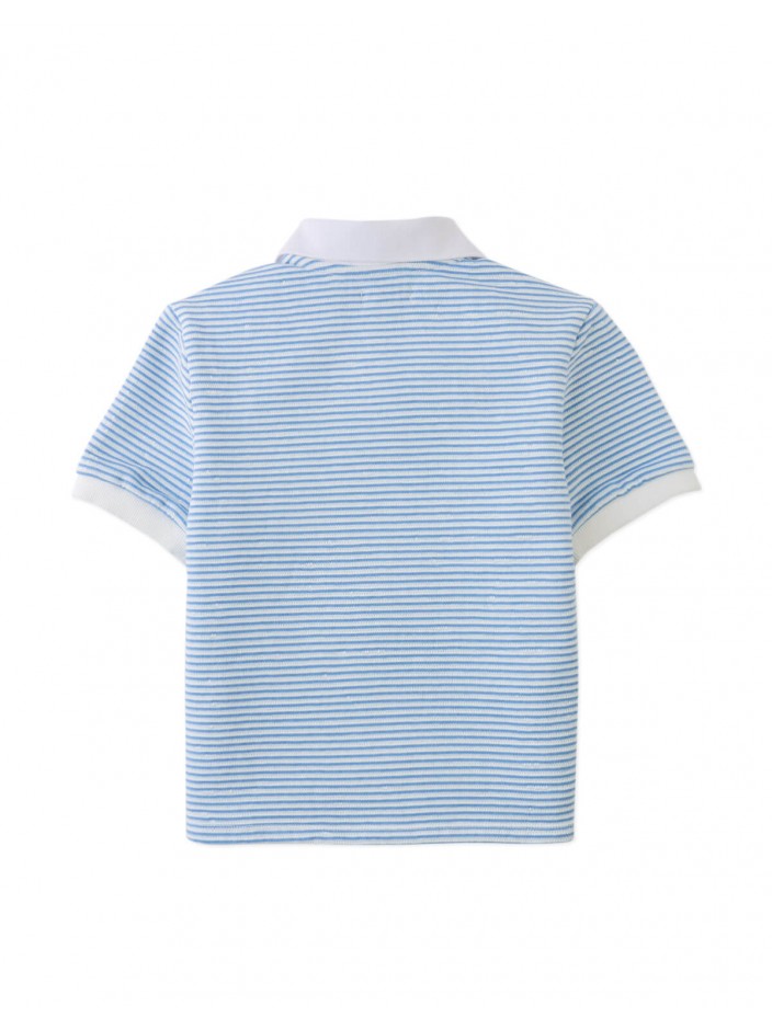 Husker Striped Textured Terry Polo Shirt