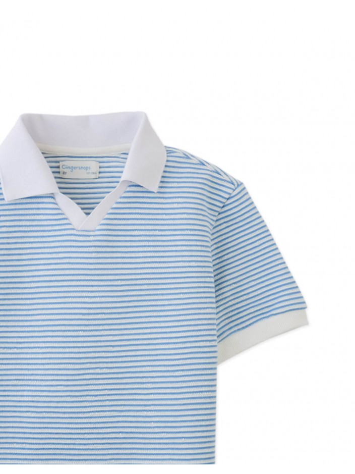 Husker Striped Textured Terry Polo Shirt