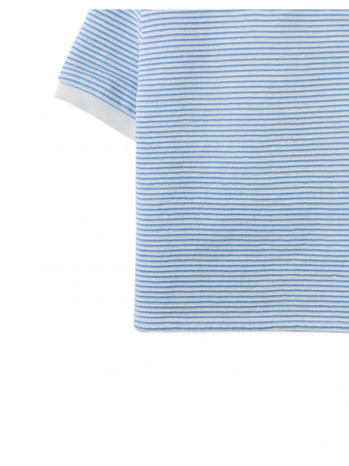 Husker Striped Textured Terry Polo Shirt