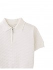 Ludwig Triangle Jacquard Knit Polo with Half- Zip and Ribbed Cuffs