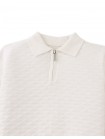Ludwig Triangle Jacquard Knit Polo with Half- Zip and Ribbed Cuffs