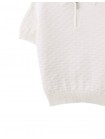 Ludwig Triangle Jacquard Knit Polo with Half- Zip and Ribbed Cuffs