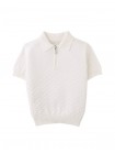 Ludwig Triangle Jacquard Knit Polo with Half- Zip and Ribbed Cuffs