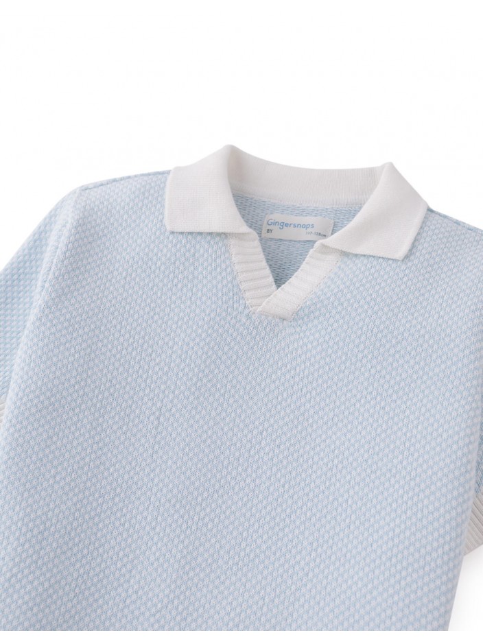 Lucius 2-Tone Polo with Ribbed Cuffs & Hem