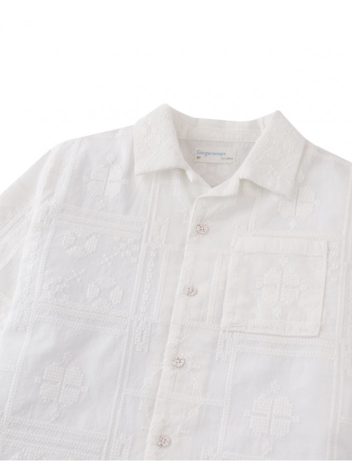Timothy Embroidered Camp Collar Button-Down Shirt