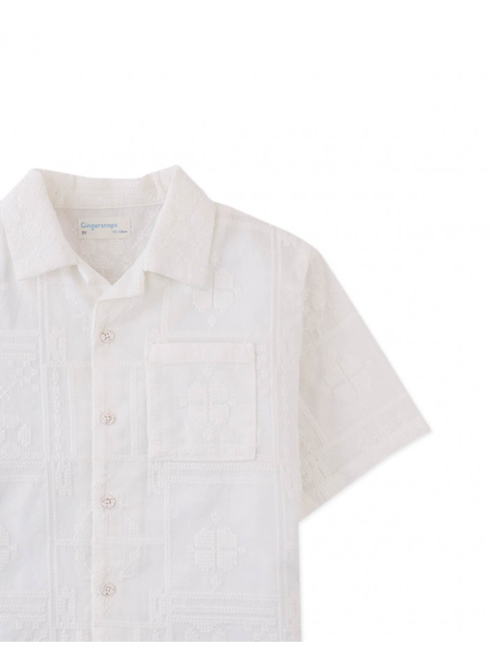 Timothy Embroidered Camp Collar Button-Down Shirt