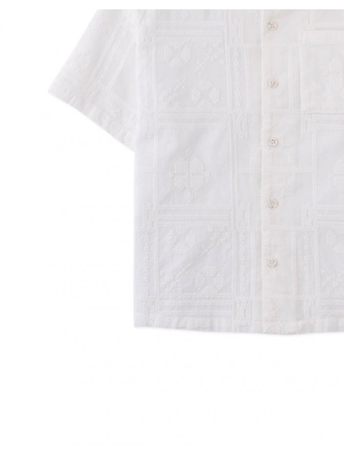 Timothy Embroidered Camp Collar Button-Down Shirt