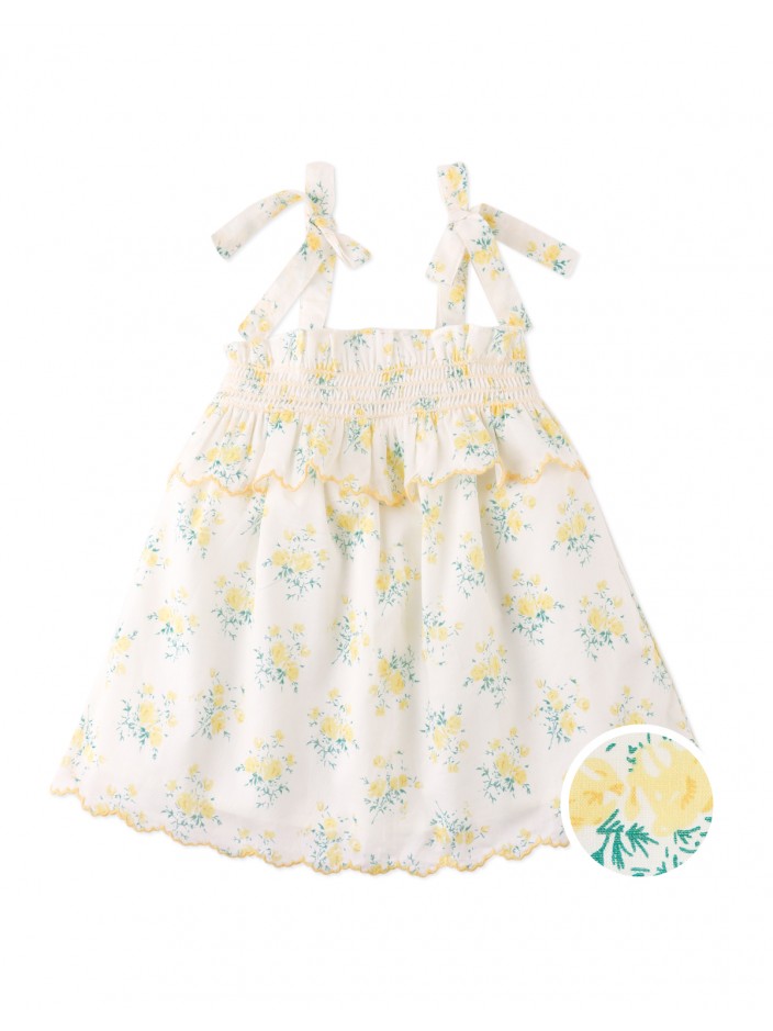 Baby Katie Embroidered Tiered Dress with Tie Straps
