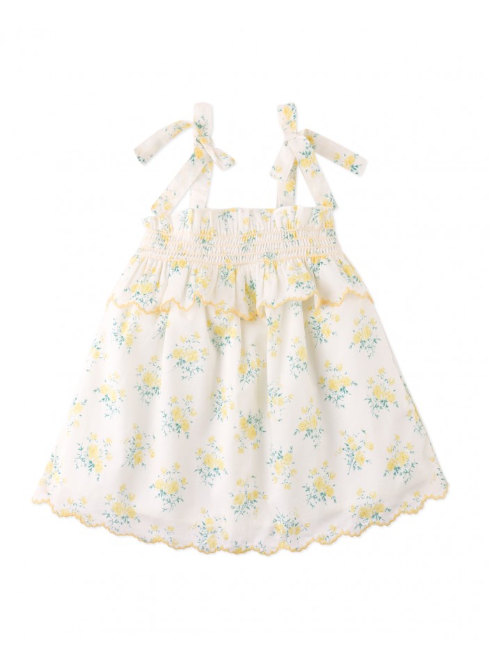 Baby Katie Embroidered Tiered Dress with Tie Straps