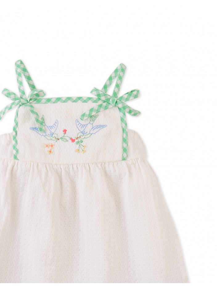 Baby Aviana Embroidered Dress with Straps and Bows