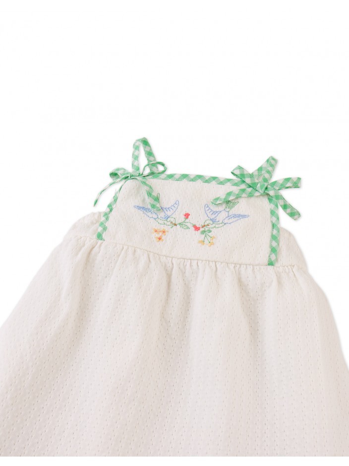 Baby Aviana Embroidered Dress with Straps and Bows