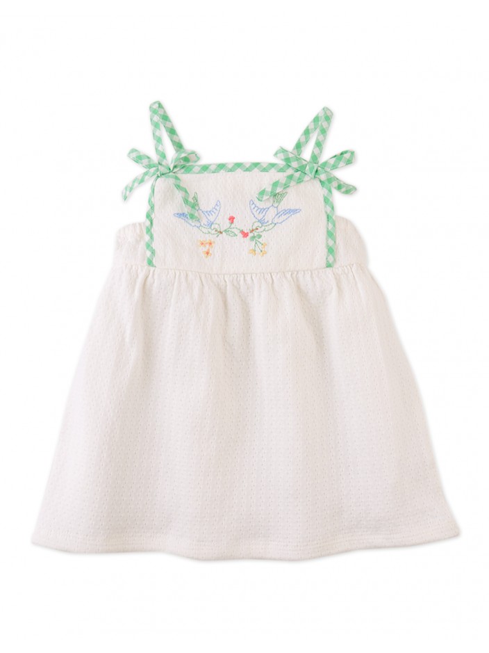 Baby Aviana Embroidered Dress with Straps and Bows