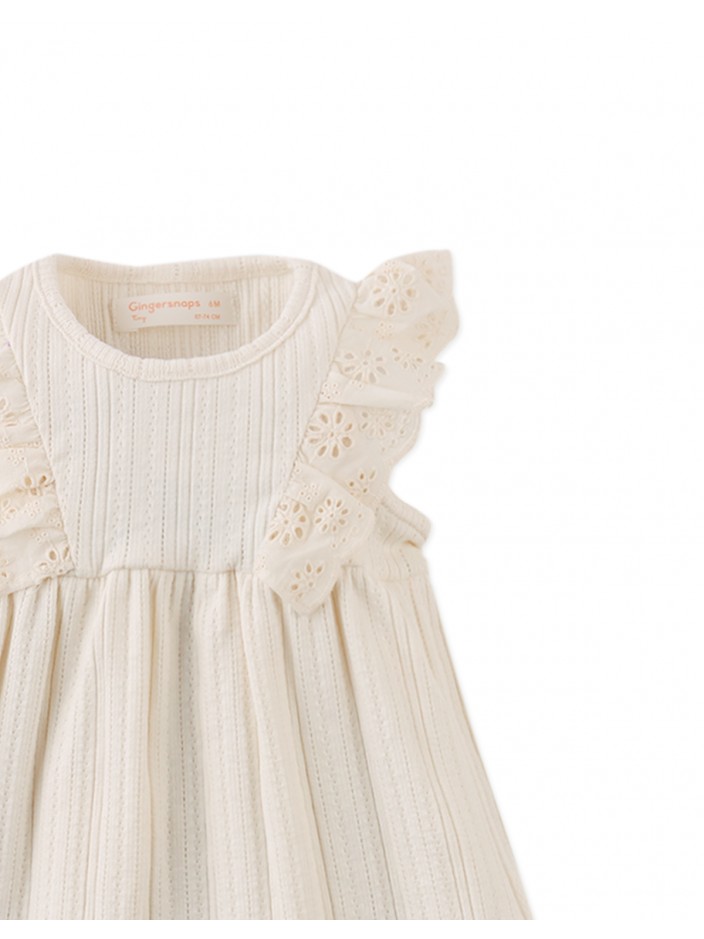 Baby Elowyn Ruffle Sleeved Dress with Embroidery Details
