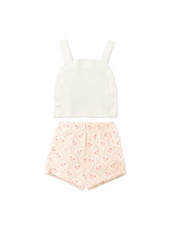 Baby Erica Strappy Ruffled Top & Printed Shorts Set