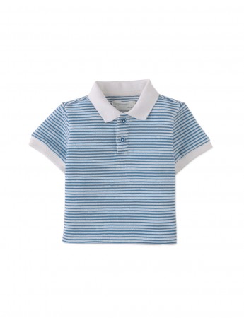 Baby Kirk Striped Textured Terry Polo Shirt