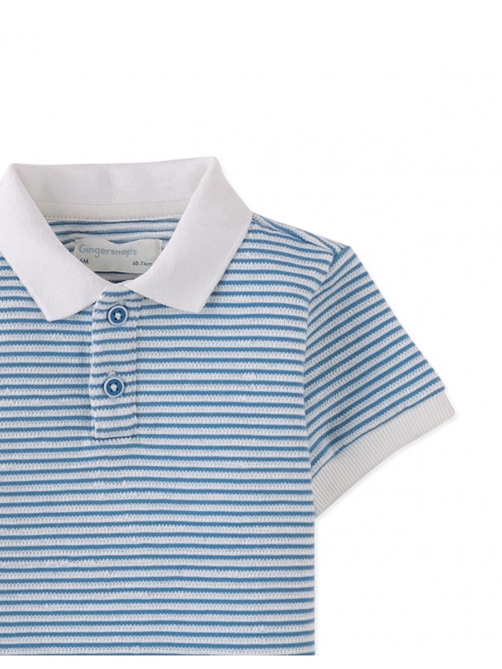 Baby Kirk Striped Textured Terry Polo Shirt