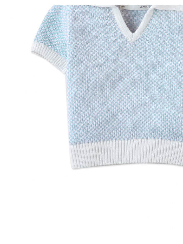 Baby Lucius Popcorn Polo with Ribbed Cuffs & Hem