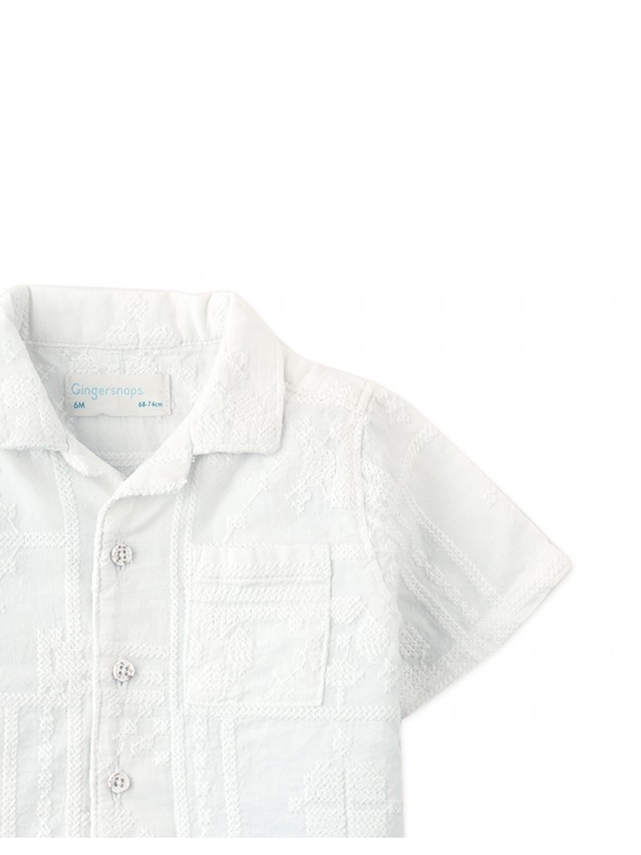 Baby Timothy Embroidered Camp Collar Shirt