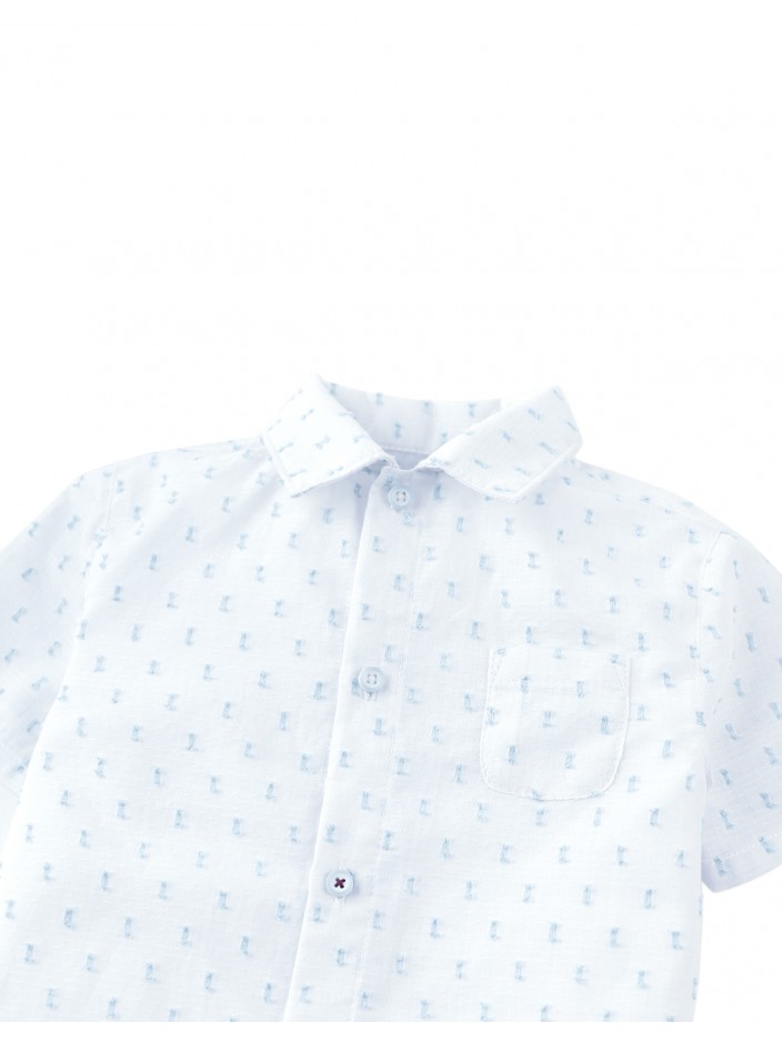 Baby Arnold Textured Dobby Shirt with Ant Embroidery