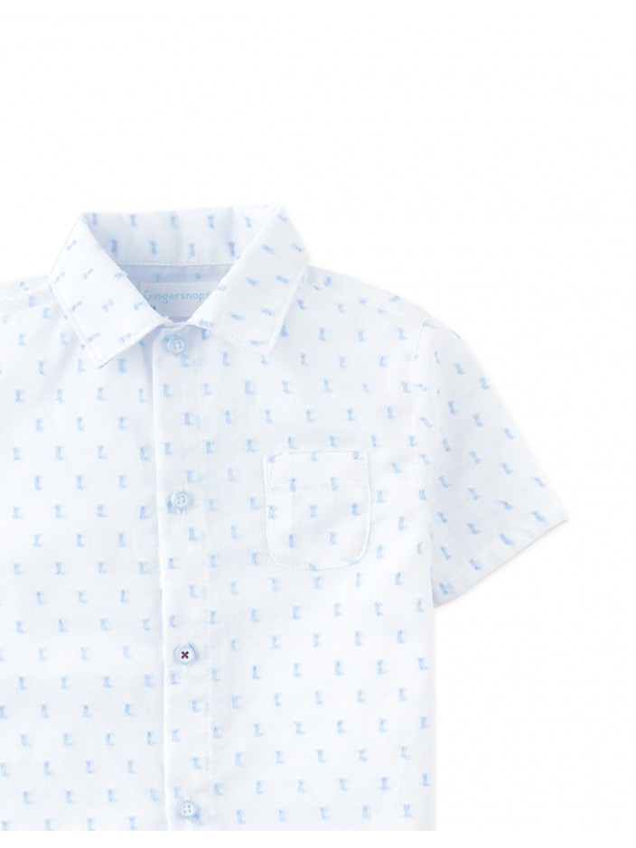 Baby Arnold Textured Dobby Shirt with Ant Embroidery