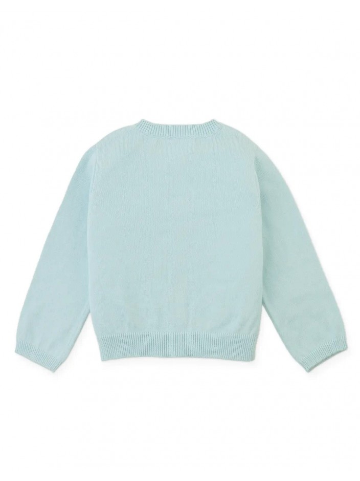 Baby Lacey Machine-Knitted Long Sleeve Cardigan with Bow Details