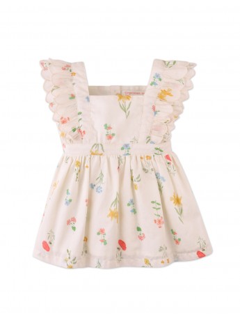 Baby Chisa Dress with Embroidered Petal Ruffle Sleeves