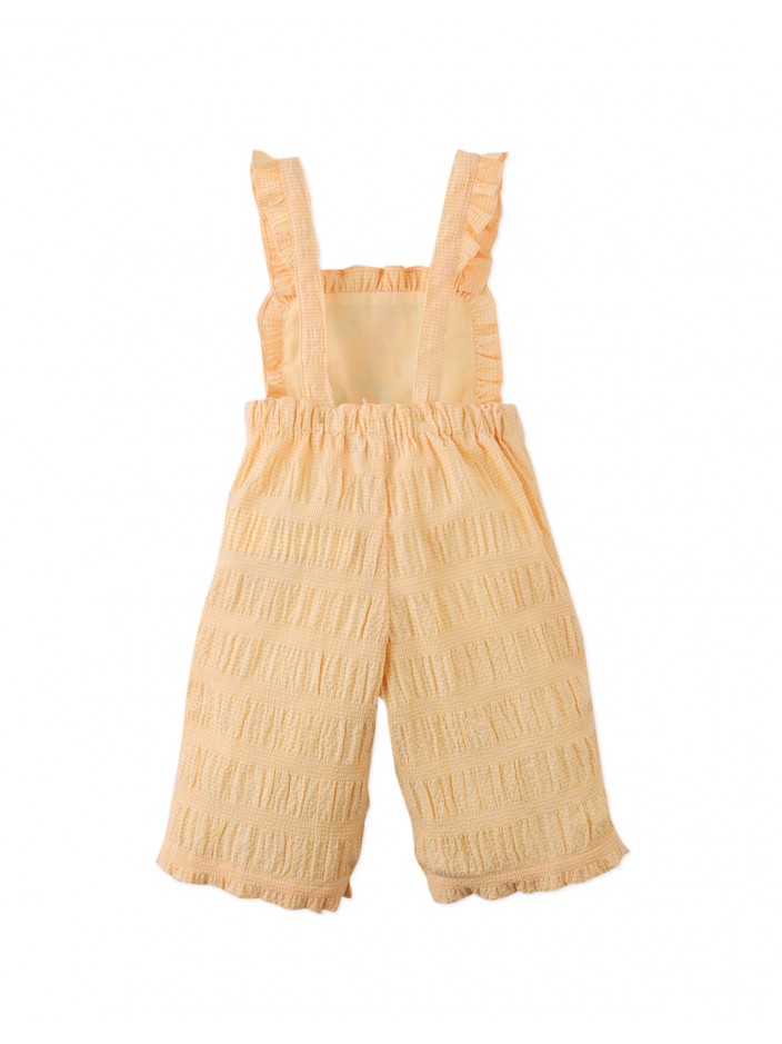 Baby Cocona Checkered Jumpsuit with Botanical Embroidery