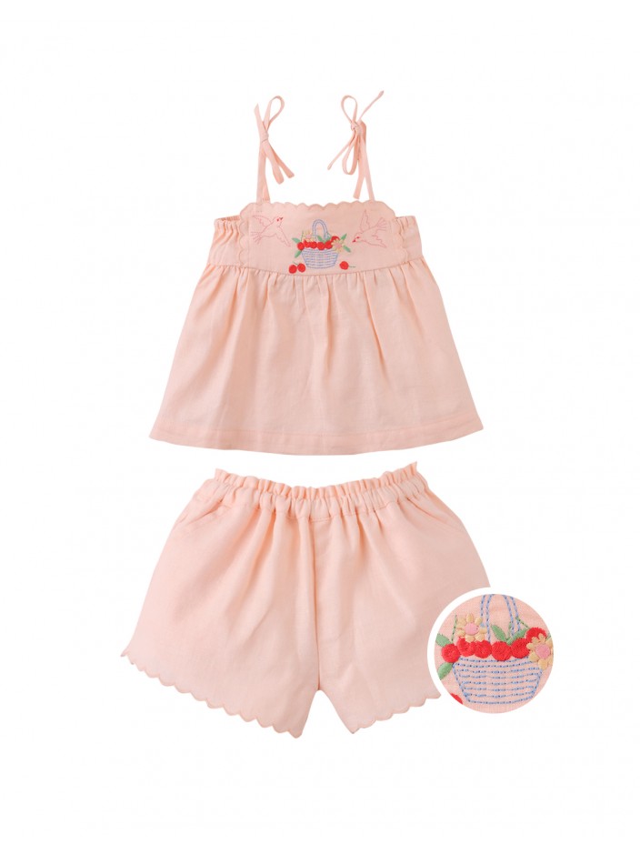 Baby Hinata Embroidered Empire Tunic Blouse & Shorts Set