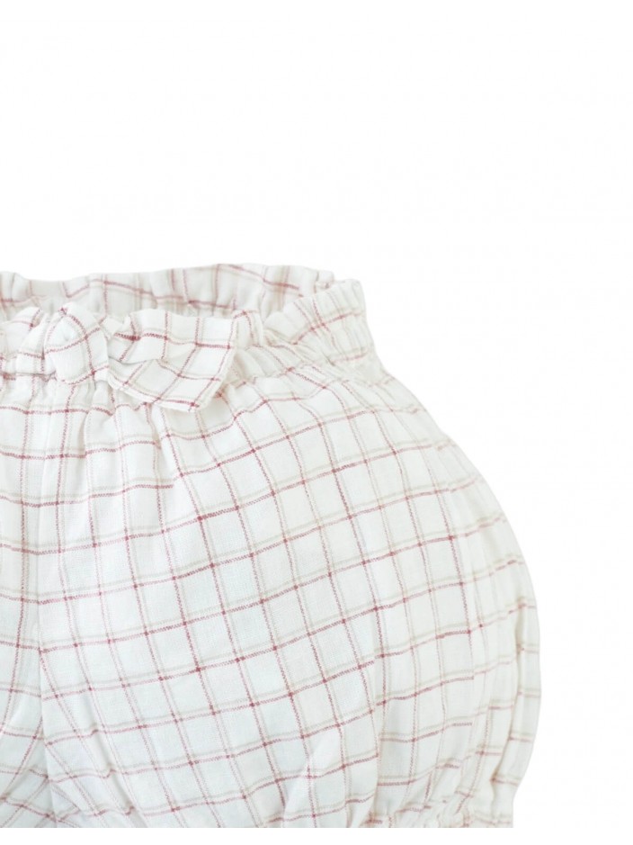 Baby Maria Checkered Bloomers with Bow Accent