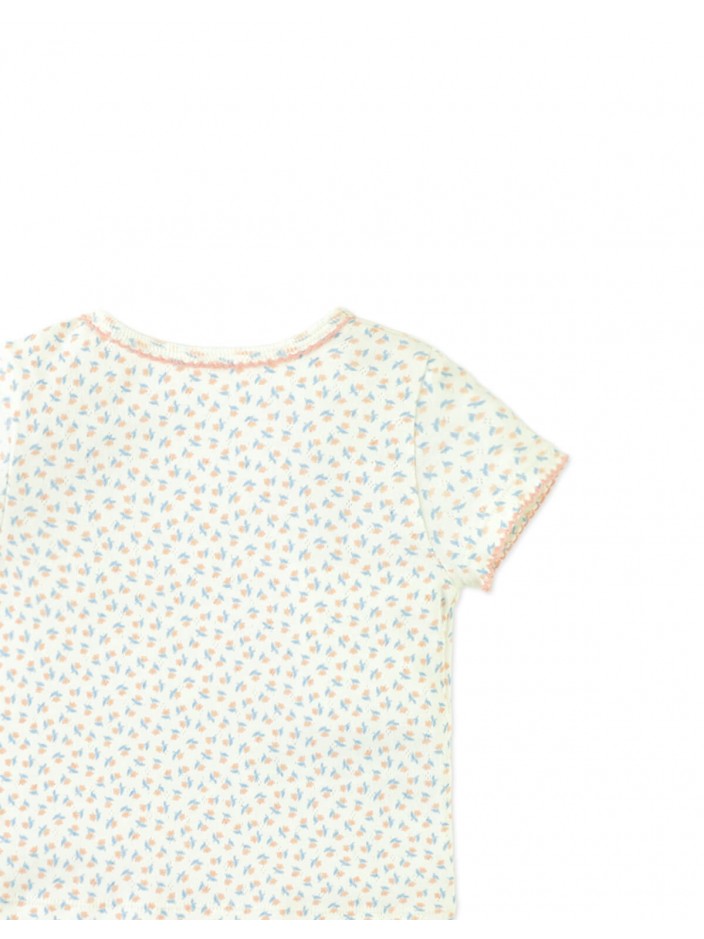 Baby Sylvie Floral Pointelle Ribbed Tee with Picot Edge Trim
