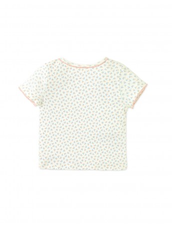 Baby Sylvie Floral Pointelle Ribbed Tee with Picot Edge Trim