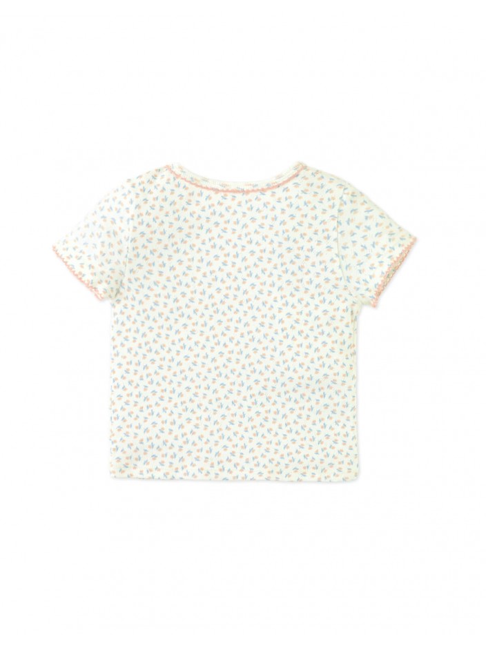 Baby Sylvie Floral Pointelle Ribbed Tee with Picot Edge Trim