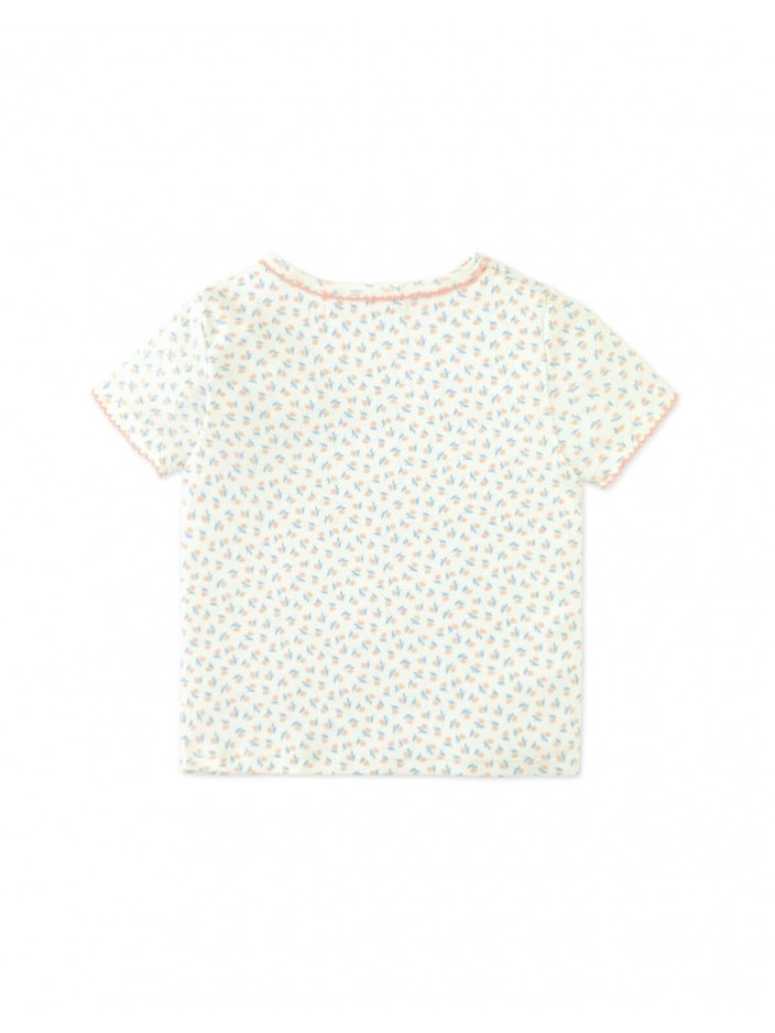 Baby Sylvie Floral Pointelle Ribbed Tee with Picot Edge Trim