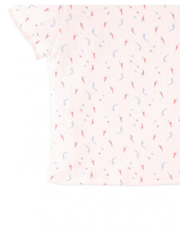 Baby Sylvie Bird Pointelle Ribbed Tee with Picot Trim