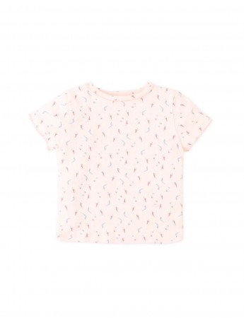Baby Sylvie Bird Pointelle Ribbed Tee with Picot Trim
