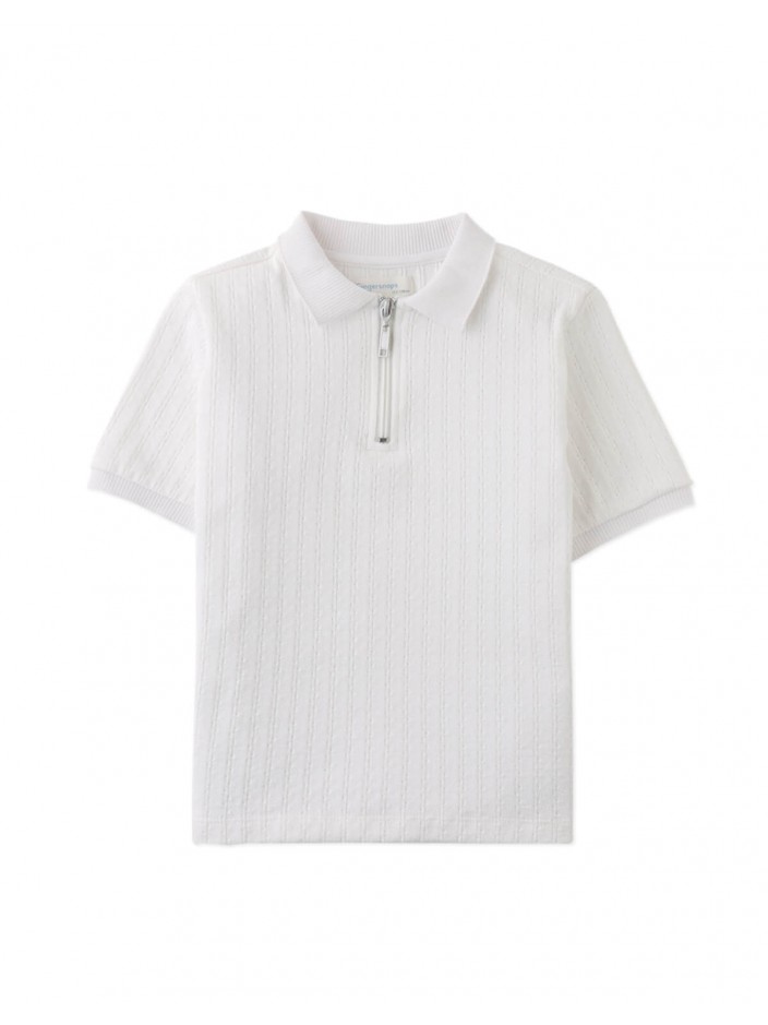 Diether Zipped Up Cable Jersey Polo Shirt