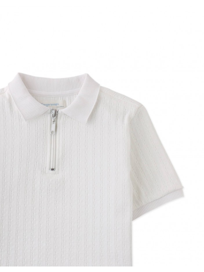 Diether Zipped Up Cable Jersey Polo Shirt