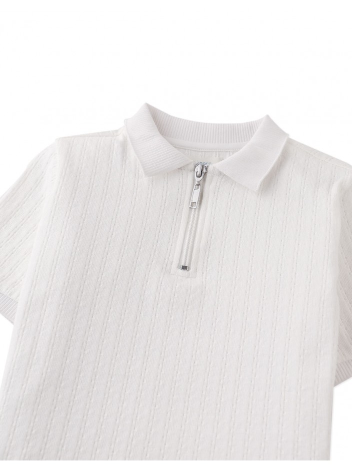 Diether Zipped Up Cable Jersey Polo Shirt