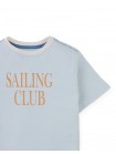 Juan Micro Stripe Tee with "Sailing Club" Print