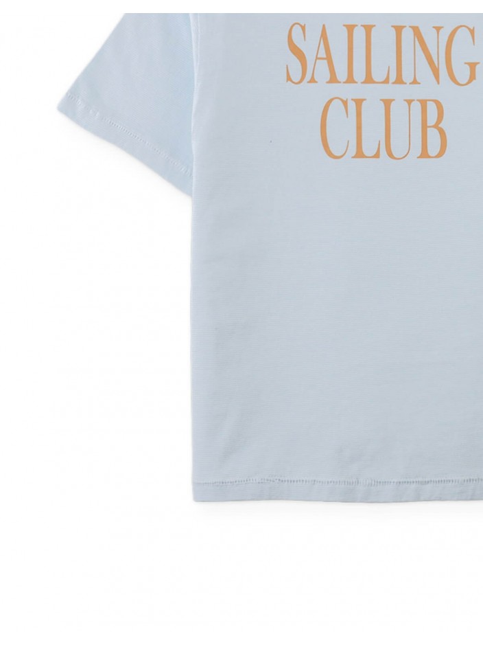Juan Micro Stripe Tee with "Sailing Club" Print
