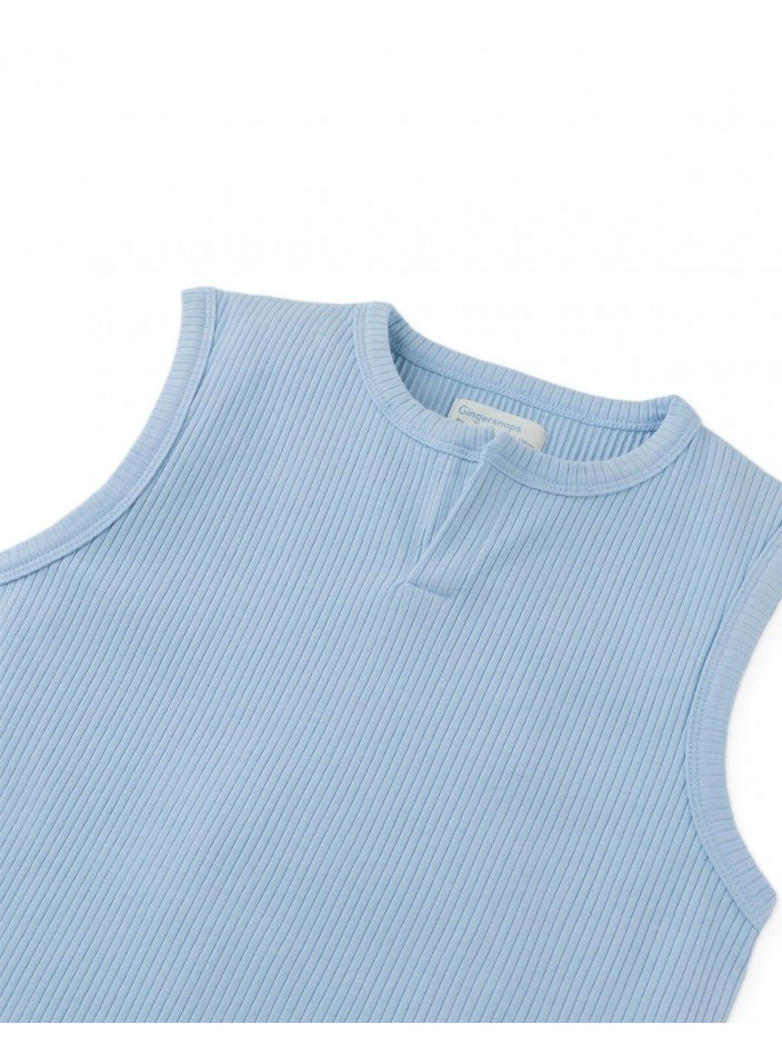 Rafael Henley Tank with Ribbed Texture
