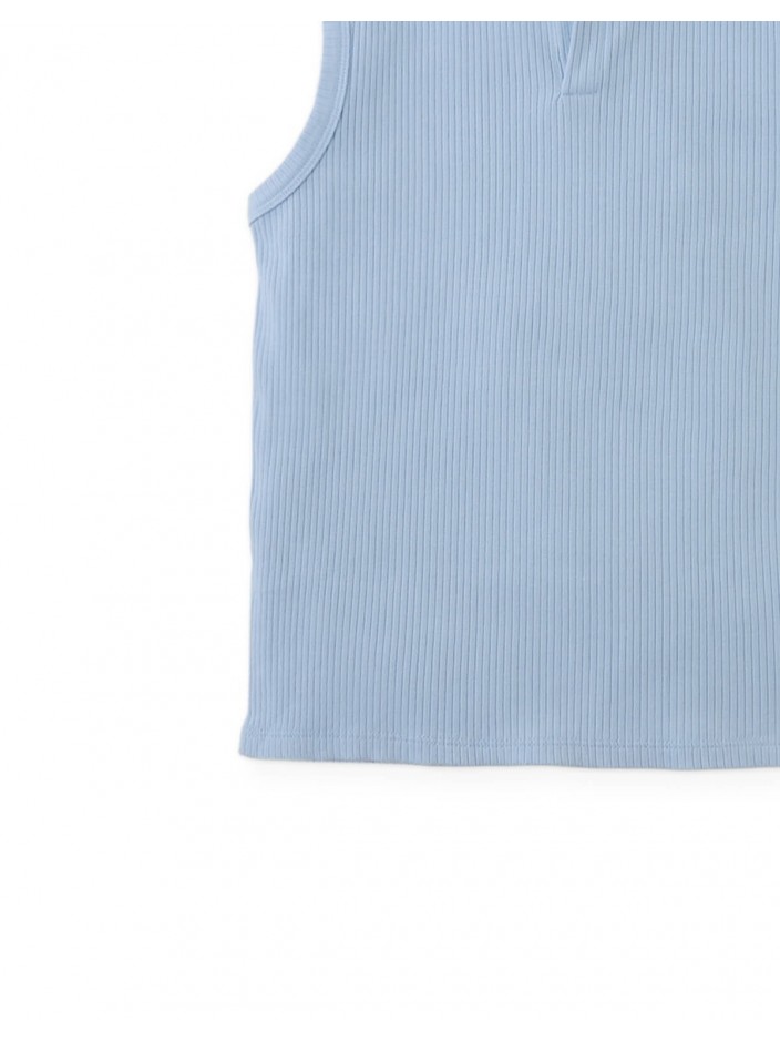 Rafael Henley Tank with Ribbed Texture