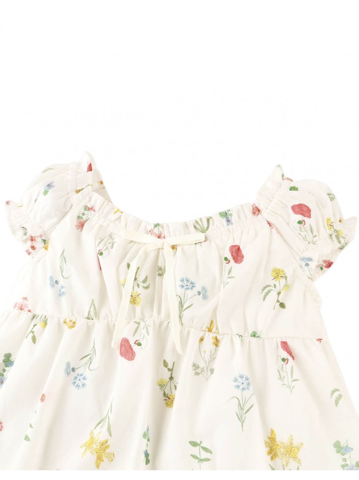 Jennie Cotton Top with Ruffled Details & Puff Sleeves