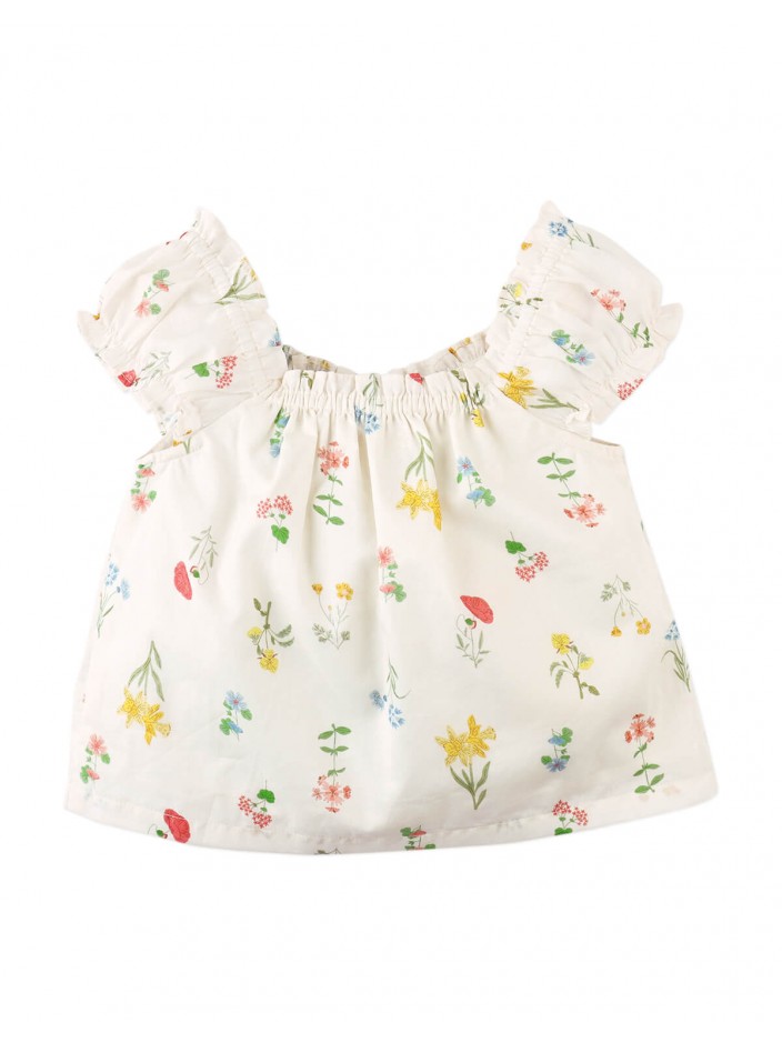 Jennie Cotton Top with Ruffled Details & Puff Sleeves