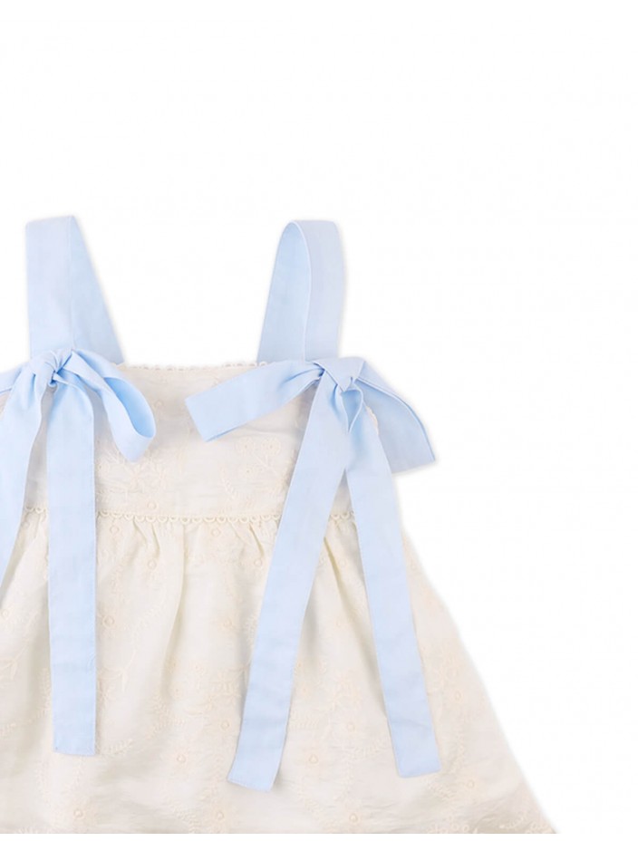 Leilani Embroidered Top with Bow Tie Straps