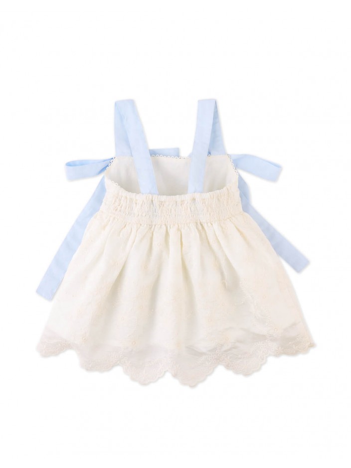 Leilani Embroidered Top with Bow Tie Straps