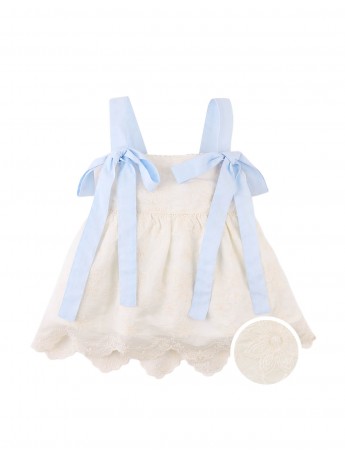 Leilani Embroidered Top with Bow Tie Straps